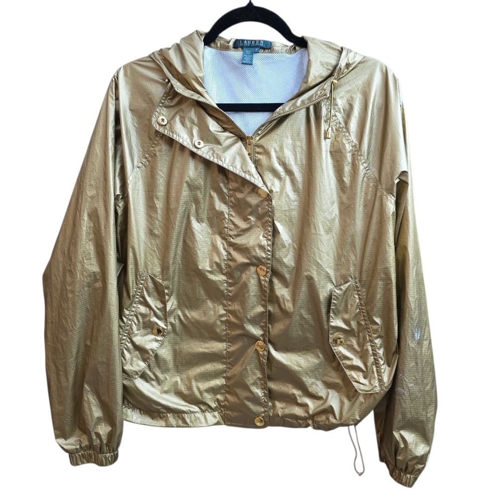 RALPH LAUREN GOLD HOODED LAMAY WATERPROOF PARKER JACKET